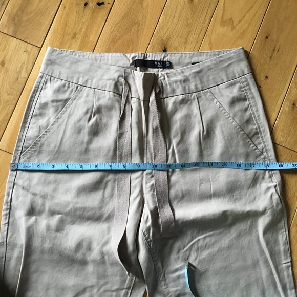 Sand Coloured Tie Waist Pleated Trousers - Picture 14 of 16